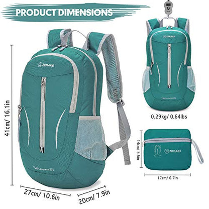 ZOMAKE Lightweight Packable Backpack 25L, Foldable Hiking Daypack - color: Army Green
