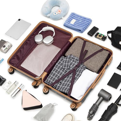 Cobens Luggage Sets 5 Piece, Suitcase with Wheels, 20/24/28inch, Black | Water-Resistant ABS Hard Shell, 360°Detachable Spinner Wheels, Tsa Lock, Large Checked Travel Suitcases for Family - color: Black
