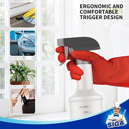 MR.SIGA 16 oz Empty Plastic Spray Bottles for Cleaning Solutions, Heavy Duty Household Reusable Spray Bottles with Measurements and Adjustable Leak Proof Nozzle, 9 Pack - size: 470ml, 9 Pack