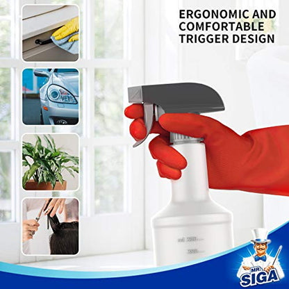 MR.SIGA 16 oz Empty Plastic Spray Bottles for Cleaning Solutions, Heavy Duty Household Reusable Spray Bottles with Measurements and Adjustable Leak Proof Nozzle, 9 Pack - size: 470ml, 9 Pack