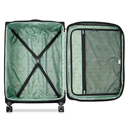 DELSEY PARIS Sky Max 2.0 Softside Expandable Luggage with Spinner Wheels, Black, Checked-Large, 28 Inch - color: Black, size: Checked-Large, 28 Inch