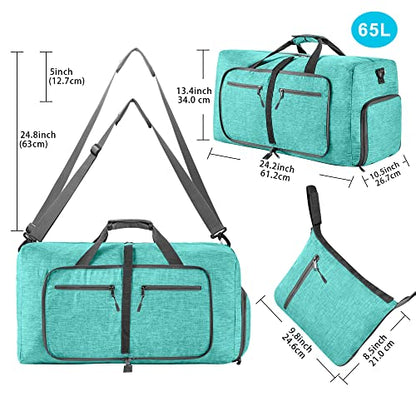 Vomgomfom 65L/85L/115L Foldable Travel Duffle Bag with Shoe Compartment - color: G Mint Green, size: 115L
