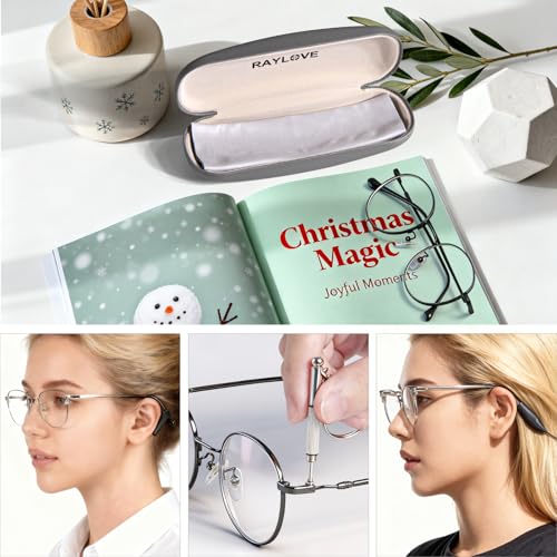 RayLove Unisex Hard Shell Eyeglasses Cases, Protective Case For Glasses - color: 2, Grey Grey-litchi Texture