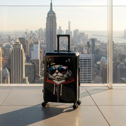 InUSA Cat Print 24-Inch Hardside Spinner Luggage Lightweight & TSA Lock - color: Cat, size: 24 Inch