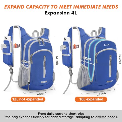 Seektop Small Hiking Backpack Expandable 12L-15L - color: Navy Blue