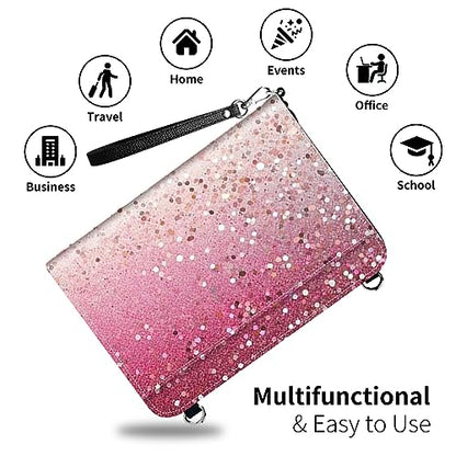 Family Passport Holder Wallet,Pink Glitter - color: Pink Glitter