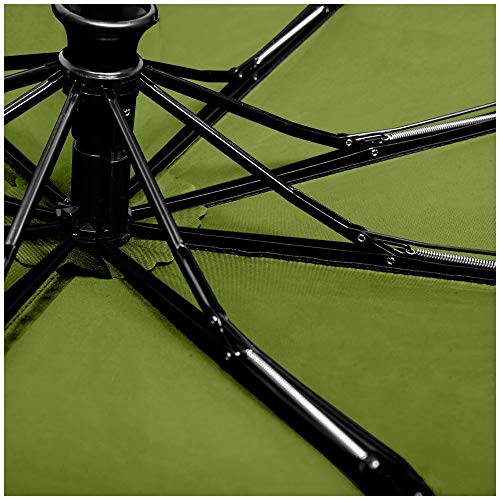 RainPlus Windproof Travel Umbrella - Compact, Automatic, Folding and Portable - Umbrellas For Rain for Men and Women - Car, Backpack, Purse, Strong & Wind Resistant - color: Green