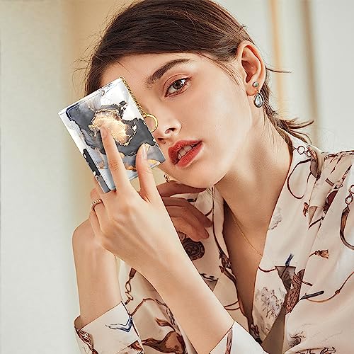 Rouidr Womens Wallet, Small Slim RFID Card Wallets for Women, Cute Front Pocket Trifold Leather Card Organizer with 7 Slots & ID Window, Black Gray Gold Marble - color: Black Gray Gold Marble