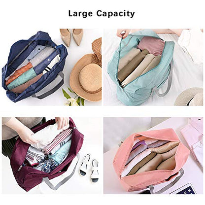 SITAKE 4 Pcs Foldable Travel Duffel Bag, Waterproof Lightweight Carry-on Bags, Suitable for Overnight, Holiday, Shopping, Weekends, Outing, Gym(Wine Red/Navy Blue/Sky Blue/Light Pink) - color: wine red + navy blue + sky blue + light pink