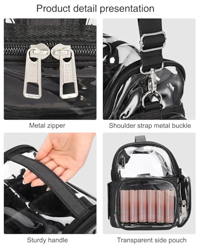 NAONAYA Makeup Brush Bag With 4 Mini Pouches Makeup Brush Holder - color: clear with 4 mini bags, size: S