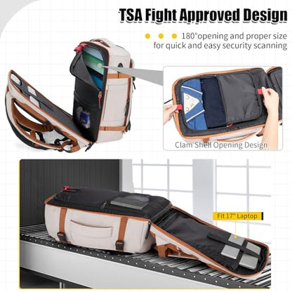42L Carry On Travel Backpack With 4 Packing Cubes, TSA Friendly - color: Beige