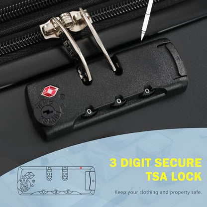 Merax 3 Piece Luggage Sets, Hardside Lightweight Carry on Suitcase - color: Black-1, style: 3 Piece-20+24+28