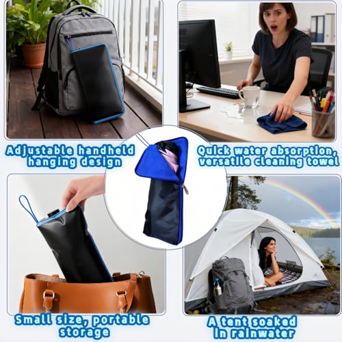 Dual-Sided Wet Umbrella Sleeve - Waterproof Oxford Fabric & Super Absorbent Microfiber, Portable Carry Pouch for Travel & Commute, Fits Most Umbrellas, Leak-Proof Zipper