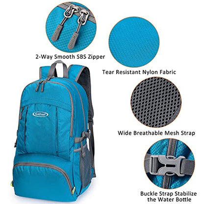 G4Free 40L Lightweight Packable Hiking Backpack, Waterproof Travel Daypack - color: Light Blue