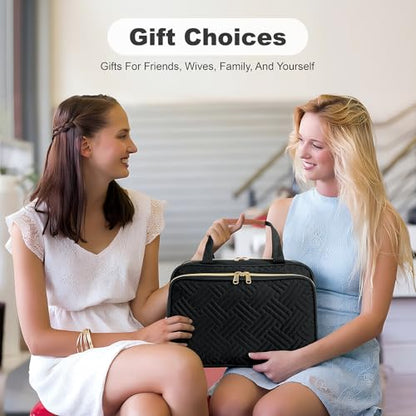 Toiletry Bag for Women with Jewelry Organizer Compartment,Black - color: Black02