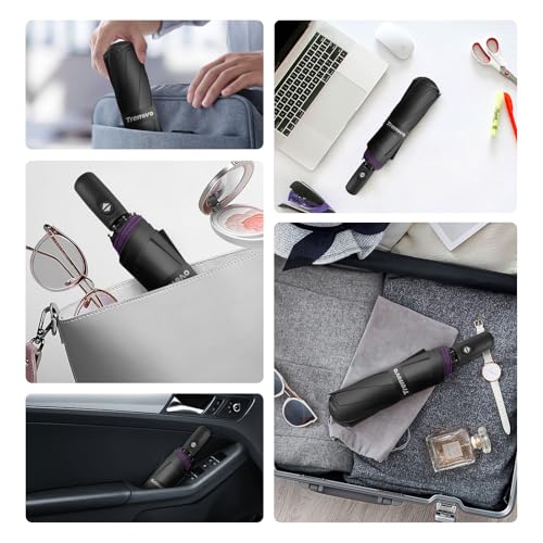 Strongest Windproof Travel Umbrella - Pro-Series, Heavy Duty Durable, Automatic Folding, Compact Lightweight Portable, Premium Grip, Fits Car & Backpack - color: Feather
