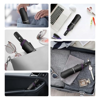 Strongest Windproof Travel Umbrella - Pro-Series, Heavy Duty Durable, Automatic Folding, Compact Lightweight Portable, Premium Grip, Fits Car & Backpack - color: Feather