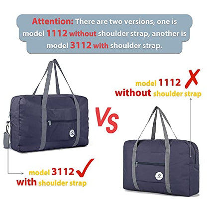 Narwey Personal Item Travel Bag, Foldable Carry on Duffle Bag for Women Men - color: AB-Dark Blue