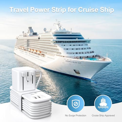 VYLEE Universal Travel Adapter with 6FT Extension Cord - color: White