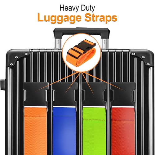 Luggage Straps for Suitcases TSA Approved Travel Belt 4 Pack by Chelmon (Mixed Colors) - color: Mixed Colors