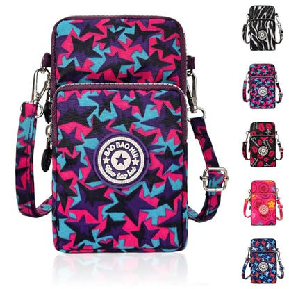Mini Crossbody Sling Bag, Cell Phone Purse, Travel Pouch Shoulder Bag with Adjustable Strap, Lightweight Organizer Pouch - color: Red Blue