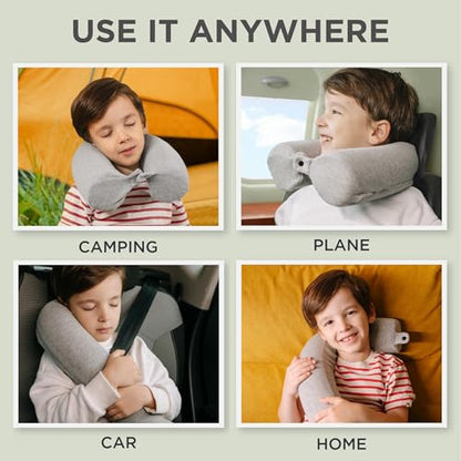 Dot&Dot Twist Memory Foam Bendable Neck Kids Travel Pillow, 23-Inch, Gray - color: Gray, size: Kids/Petite (23")