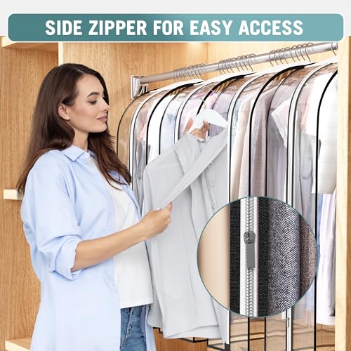 Liuoud Clear Garment Bags for Hanging Clothes 10” Gusseted, 4 Pack, 40”&60” - color: Clear, size: 40+60 inch