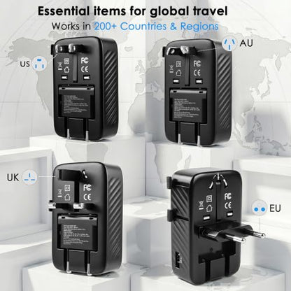 Realmade Slim 25W PD International All-in-One Travel Adapter, 2C+1A Black - color: Black