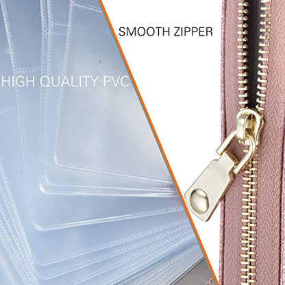 Easyoulife Credit Card Holder Wallet Womens Zipper Leather Case Purse RFID Blocking - color: Glitter Light Purple