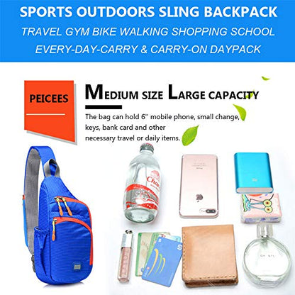 Peicees Small Sling Backpack Waterproof Unisex Shoulder Bag Chest Crossbody Daypack - color: Black, size: Medium