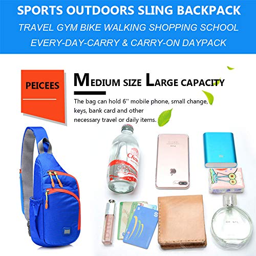 Peicees Small Sling Backpack Waterproof Unisex Shoulder Bag Chest Crossbody Daypack - color: Fluorescent Green, size: Medium