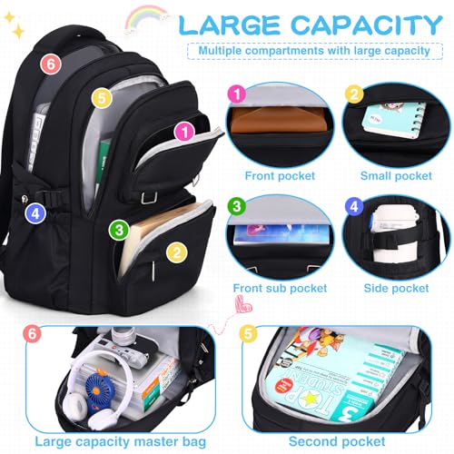 KBTYE School Backpack for Kids Girls Cute Travel Backapck for College - color: Black
