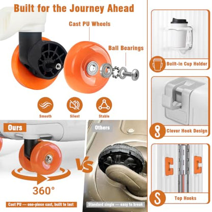 Xtaeptos 20 Inch Wide Handle Carry on Luggage with Double Spinner Wheels - color: Black + Orange