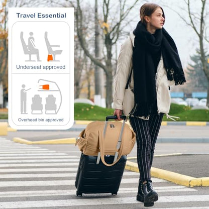 TOPDesign Travel Duffel Bag, Puffy Carry On Overnight, Gym Bag w/Wet Pocket - color: Khaki