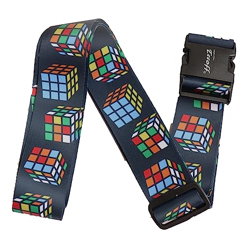 Teeoff 2 Pack Elastic Luggage Straps Suitcase Belts Travel Bag Accessories Adjustable 220CM (Magic Cube) - color: Magic Cube
