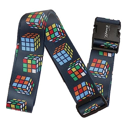 Teeoff 2 Pack Elastic Luggage Straps Suitcase Belts Travel Bag Accessories Adjustable 220CM (Magic Cube) - color: Magic Cube