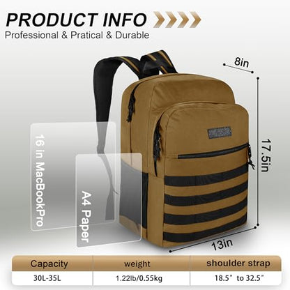 Wrangler Tradesman Backpack, Water Resistant Casual Daypack for Travel Work School - color: Khaki