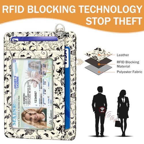Yonlevres Cat Credit Card Holder Small Wallet Women RFID Blocking Slim Cute - color: Cat Floral