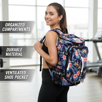 Gym Duffle Bag Backpack,4‑Way Waterproof with Shoe Compartment Travel Hiking Laptop - color: Orange
