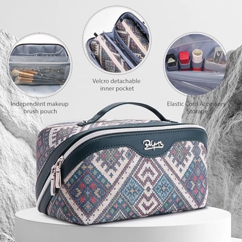 BOYATU Travel Makeup Bag Organizer: Boho Large Capacity Cosmetic Bag Sets - color: 11-Midnight Blue