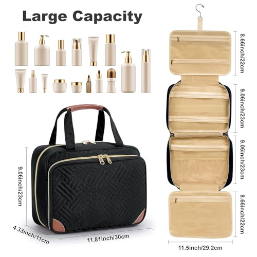 Toiletry Bag for Women with Jewelry Organizer Compartment,Black - color: Black02