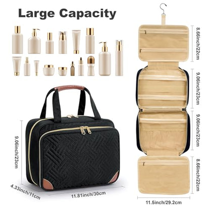 Toiletry Bag for Women with Jewelry Organizer Compartment,Black - color: Black02
