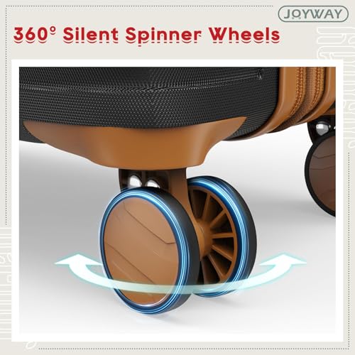 Joyway Expandable Luggage Sets 5 Piece, Lightweight Hard Shell Travel Suitcase Set with Spinner Wheels and TSA Lock - color: Black, size: 5 piece set