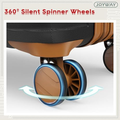 Joyway Expandable Luggage Sets 5 Piece, Lightweight Hard Shell Travel Suitcase Set with Spinner Wheels and TSA Lock - color: Black, size: 5 piece set