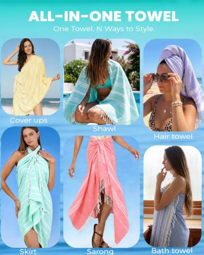 Antfuny Turkish Beach Towels Vacation Essentials Quick Dry Sand Free Soft Absorbent Extra Large XL Big Blanket Adult Pool Towel Lightweight Thin Sandless Fast Drying Compact No Sand Packable Foldable - color: Thinner Fuchsia, size: 72 x 36 inch