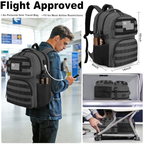 MOZETO 17 Inch Laptop Backpack, Large Tactical Inspired Travel Bag - color: Dark Gray