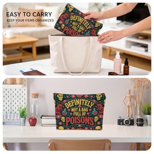 JIUWEIHU Poisons Makeup Bag, Witch Skull Floral Gothic Cosmetic Bags - color: Multicolor 0058