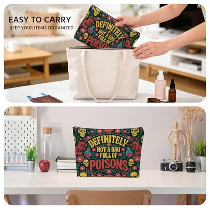 JIUWEIHU Poisons Makeup Bag, Witch Skull Floral Gothic Cosmetic Bags - color: Multicolor 0058