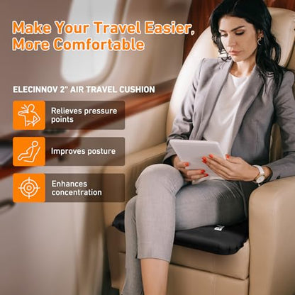 Inflatable Seat Cushion, Self Inflating Compact Stadium Seat Cushion - color: Black-1pack