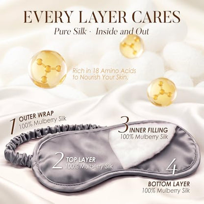 LULUSILK Mulberry Silk Sleep Eye Mask for Sleeping Women Men, Charcoal Gray - color: Charcoal Gray